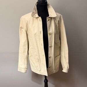 Y2K Gap Genuine Leather Jacket Cream Button Front Women’s Small